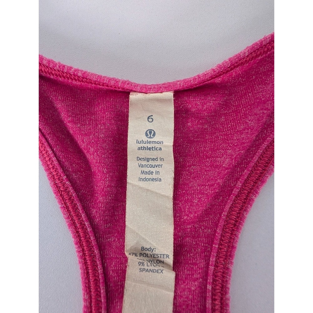 Lululemon Tank Top Women's 6 Heathered Pink Racerback Activewear Athleisure Top - Picture 3 of 8